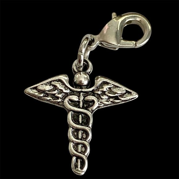 Caduceus Clip On Charm Zipper Pull Bag Purse Charm Graduation Gift RN MD DO ARNP - Picture 2 of 8